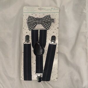 Infant/Toddler Rising Star Checkered Bowtie and Black Suspenders Set